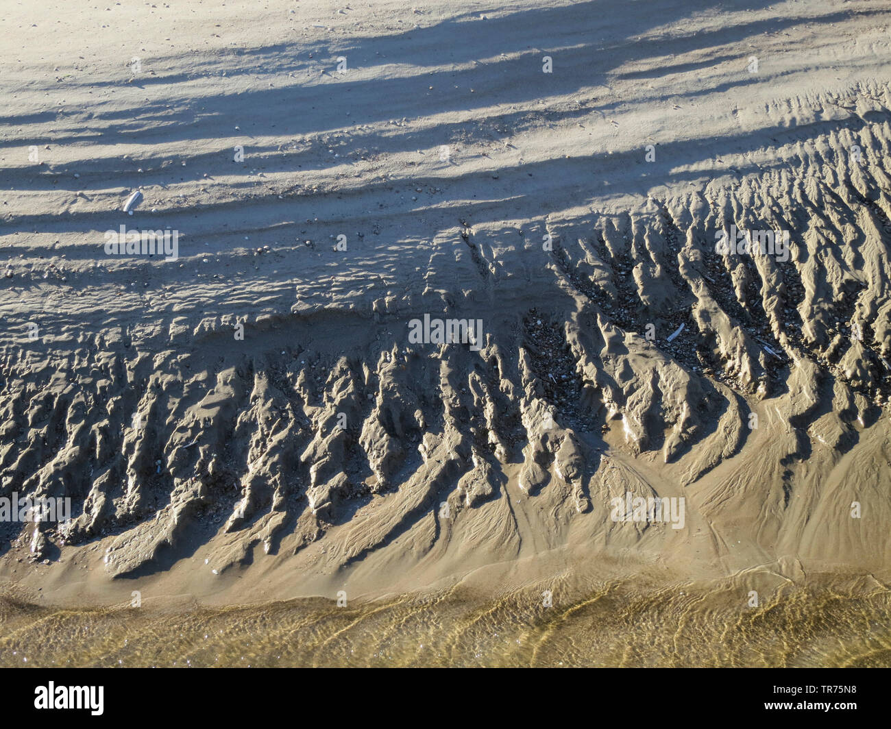 Strutture di sabbia a Vliehors pianure di marea, Paesi Bassi, Frisia, Vlieland Foto Stock