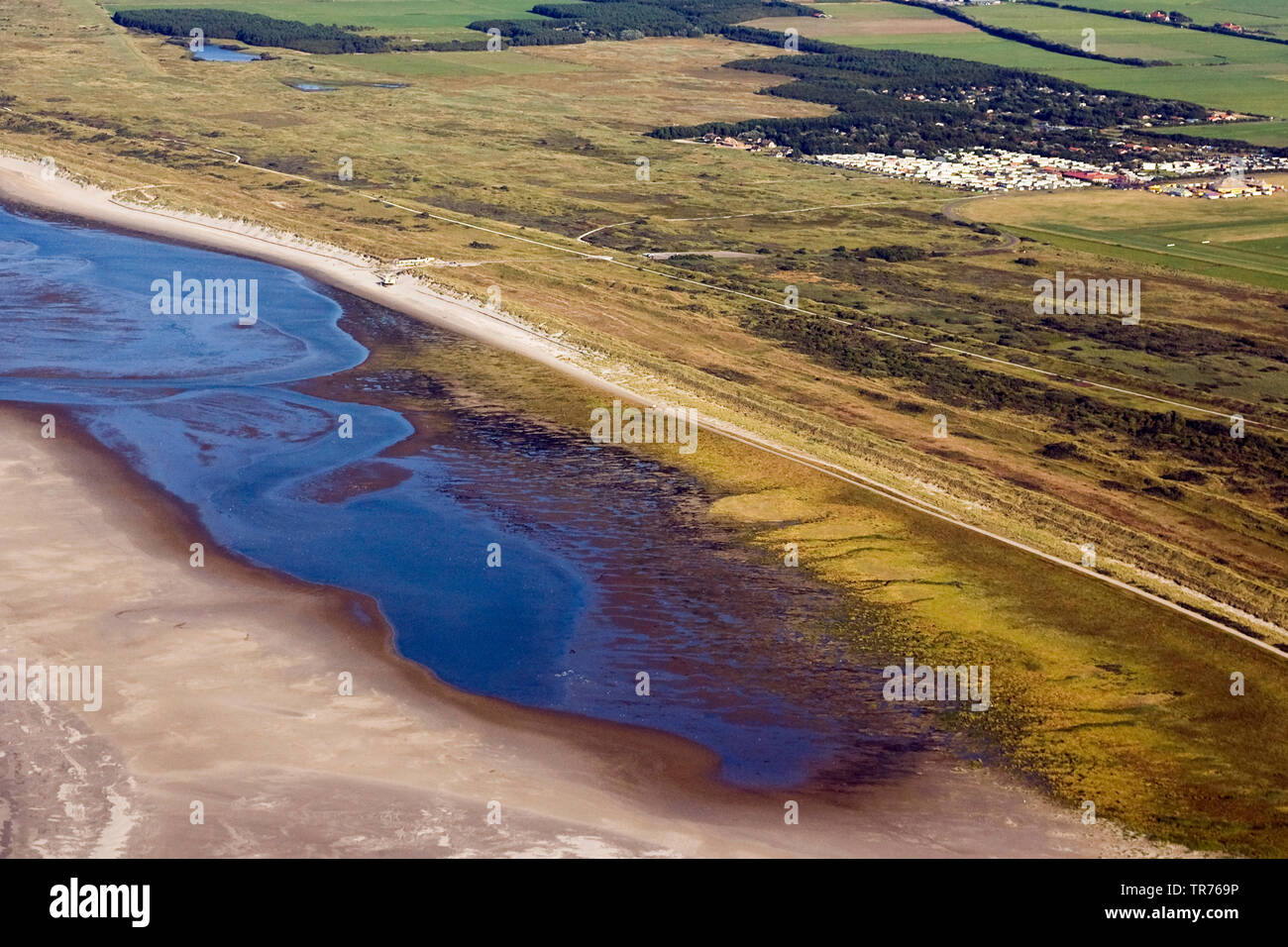 Il wadden sea al Mare del Nord, foto aerea, Paesi Bassi Foto Stock
