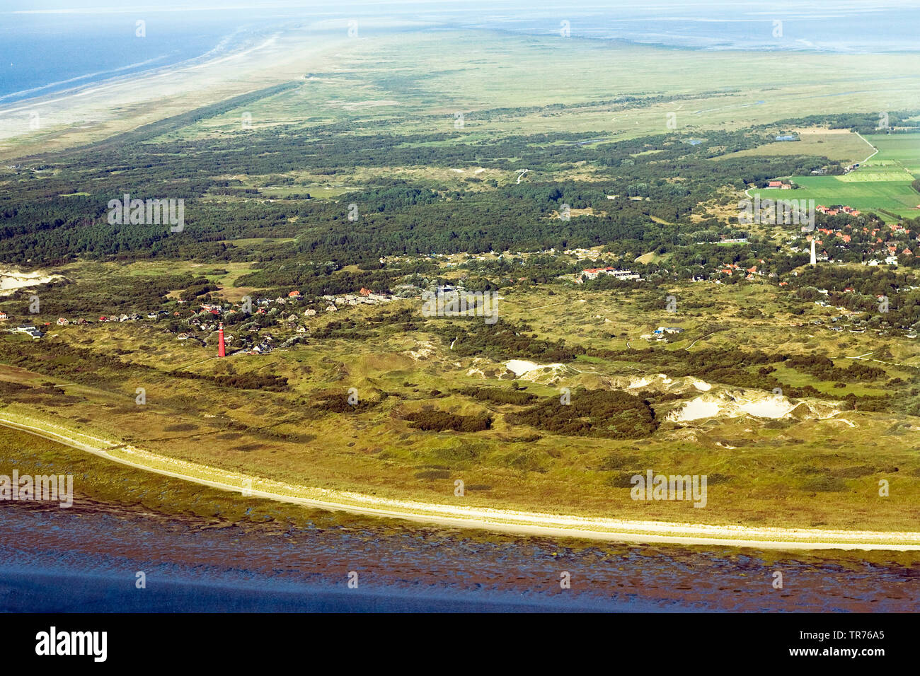 Paesaggio di dune al Mare del Nord, foto aerea, Paesi Bassi Foto Stock