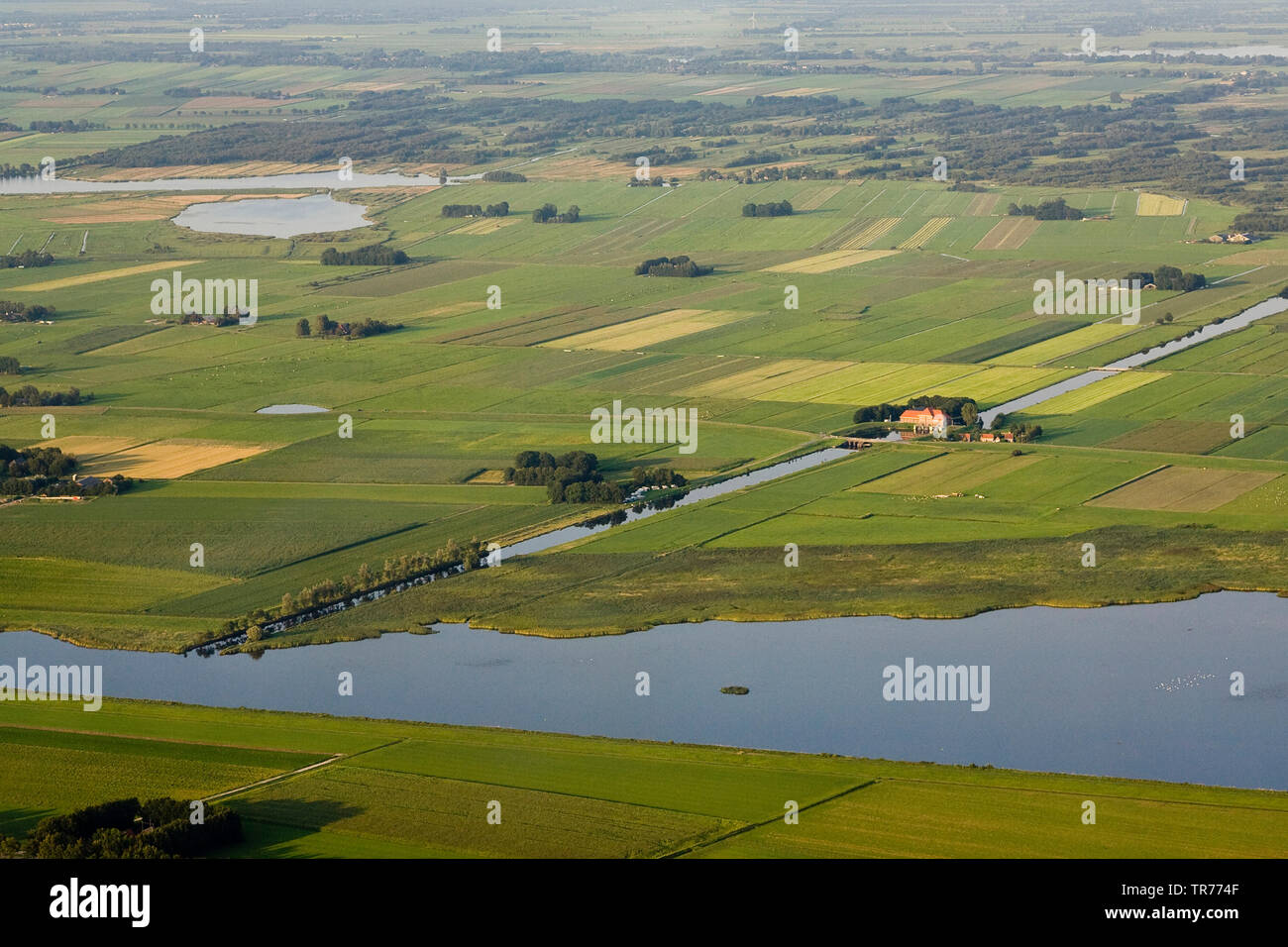 Paesaggio di campo in North Holland, vista aerea, Paesi Bassi, Paesi Bassi del Nord Foto Stock