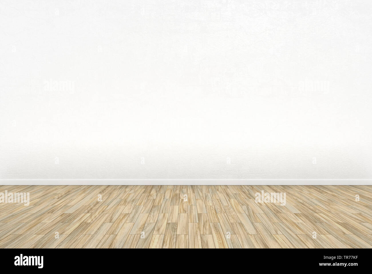 La computer grafica 3D, stanza vuota con pavimento in legno e la parete di colore grigio Foto Stock