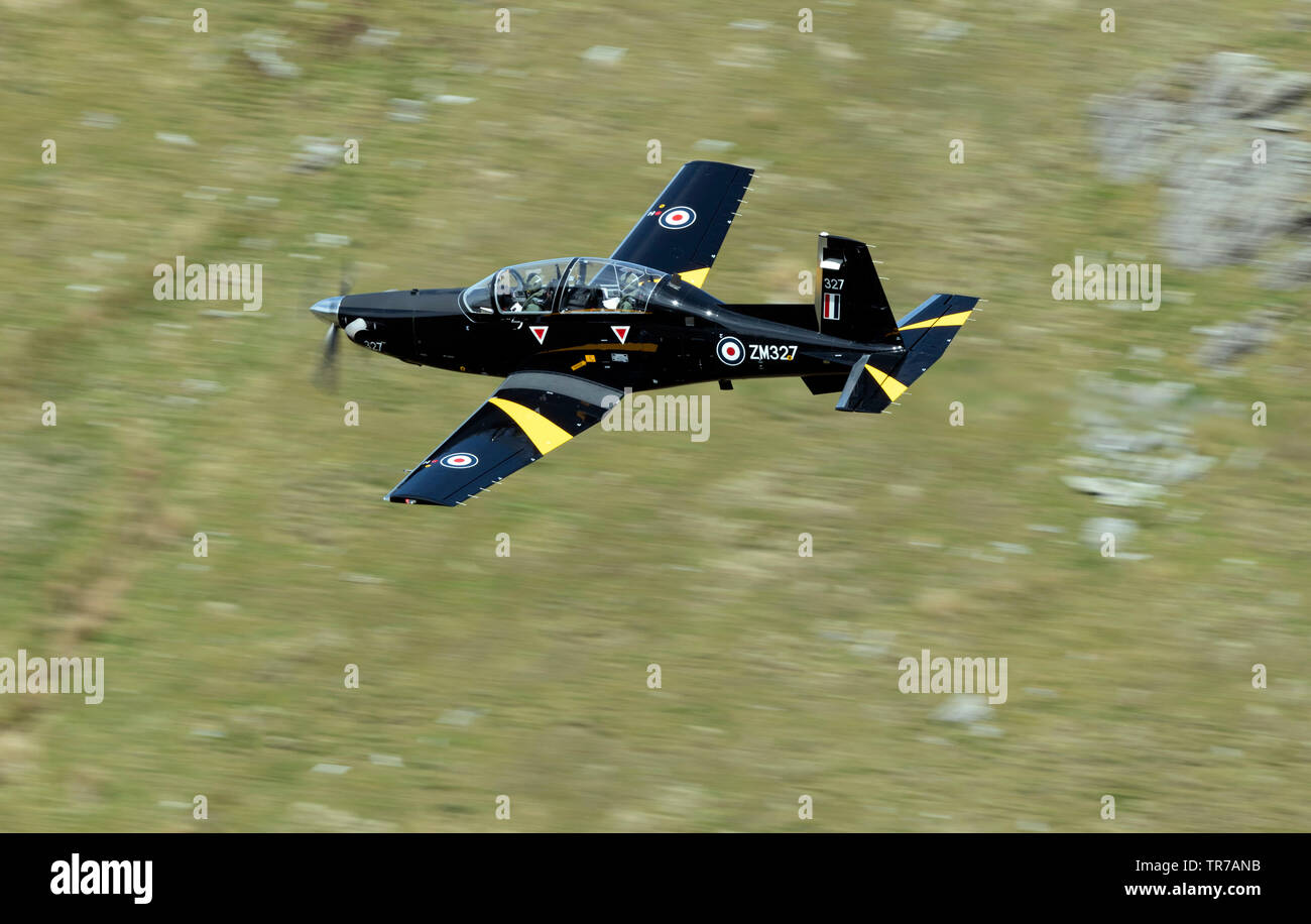 Royal Air Force texano, aerei da addestramento di basso livello in Galles Foto Stock