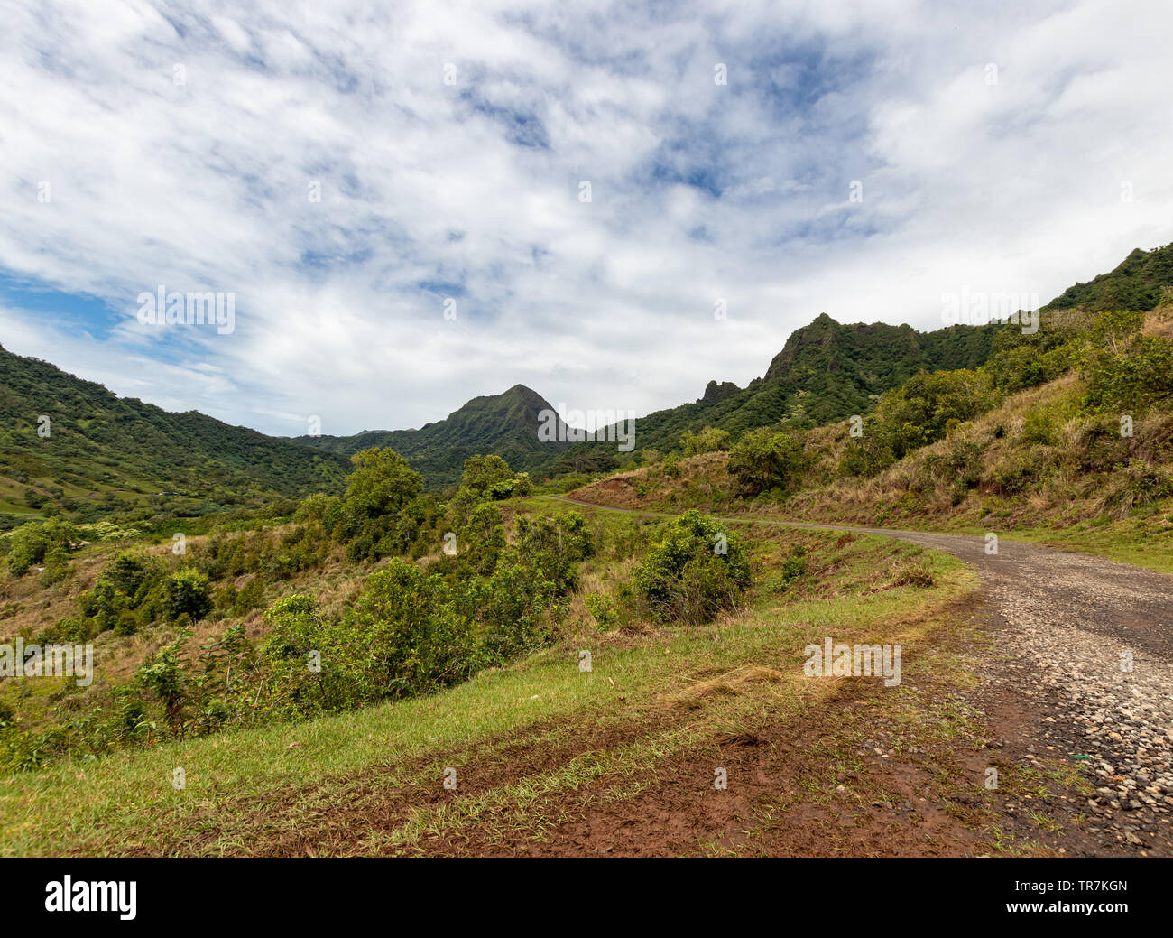 Atv tours attraverso il Kauloa ranch con uno splendido scenario tutto intorno. Foto Stock