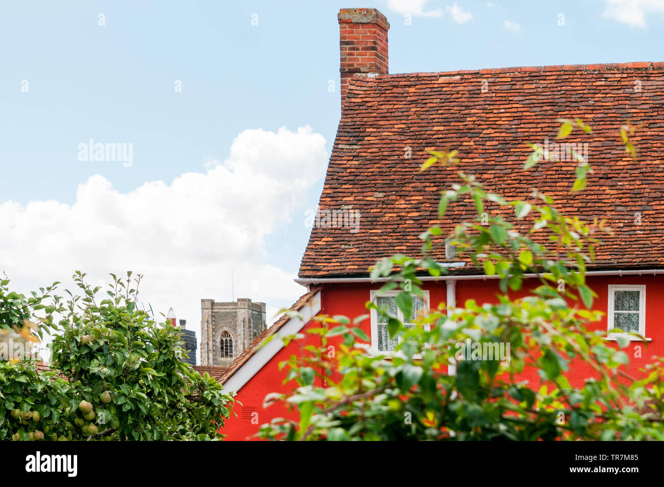 Le case e le loro finestre a Lavenham, Suffolk, Regno Unito Foto Stock