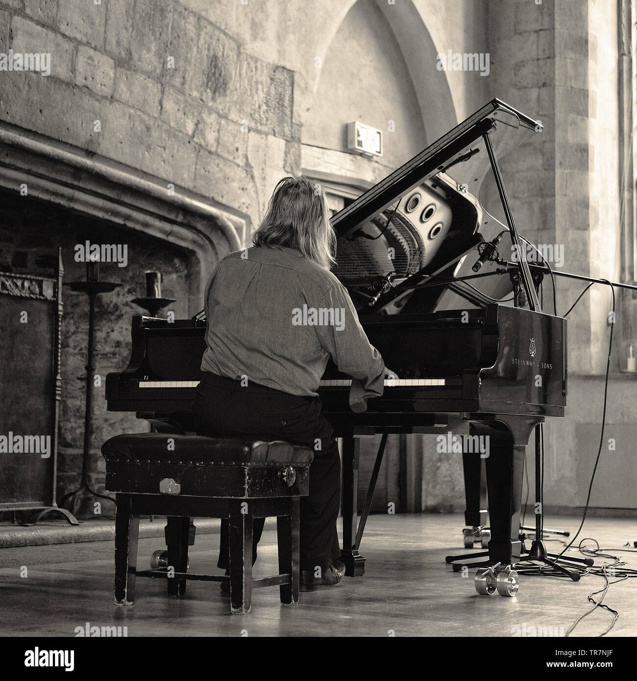 Il pianista Lubomyr Melnyk sul palco a Seachange festival, UK. 2019 Foto Stock