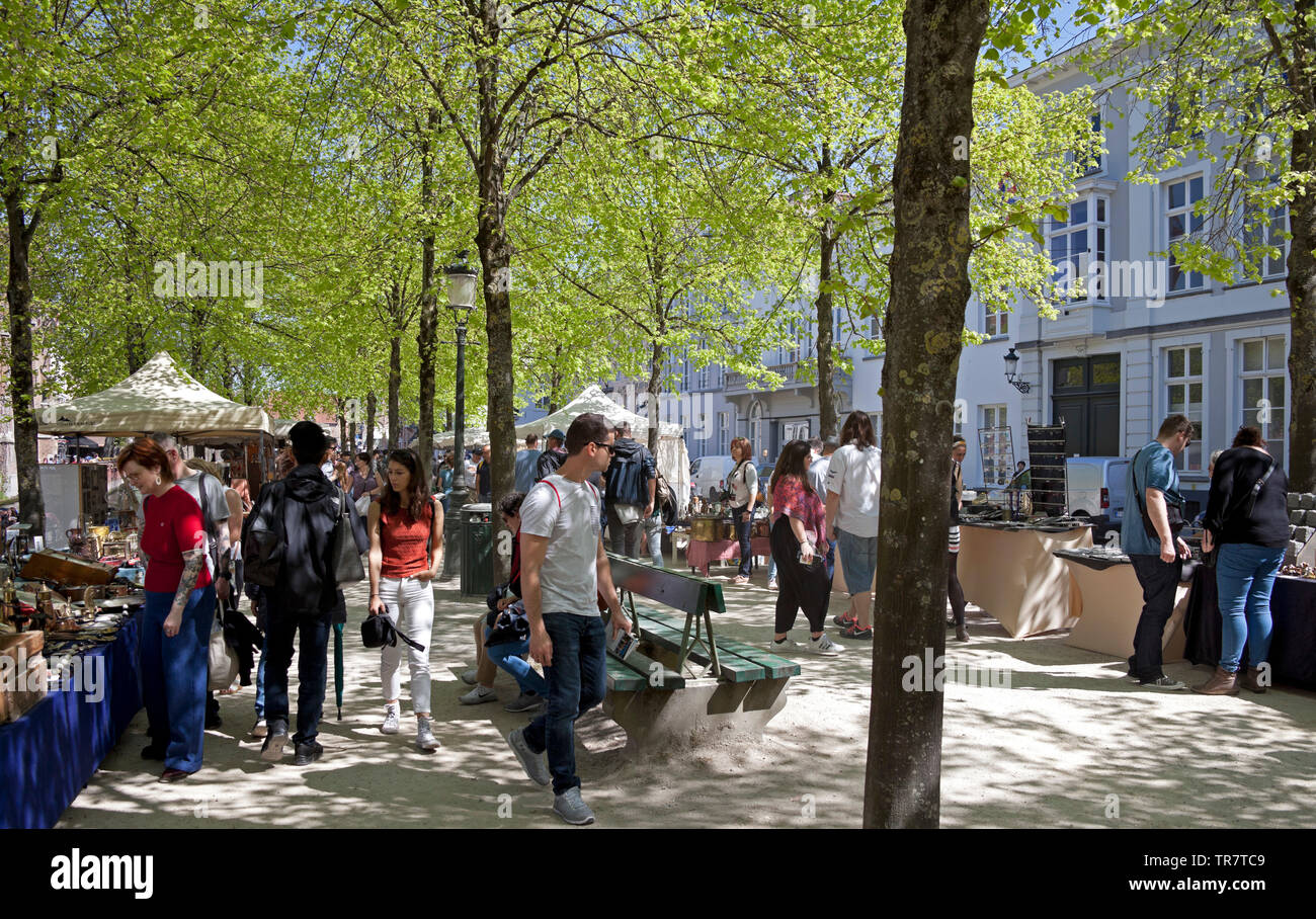 Mercato delle pulci, Bruges, Belgio, Europa Foto Stock