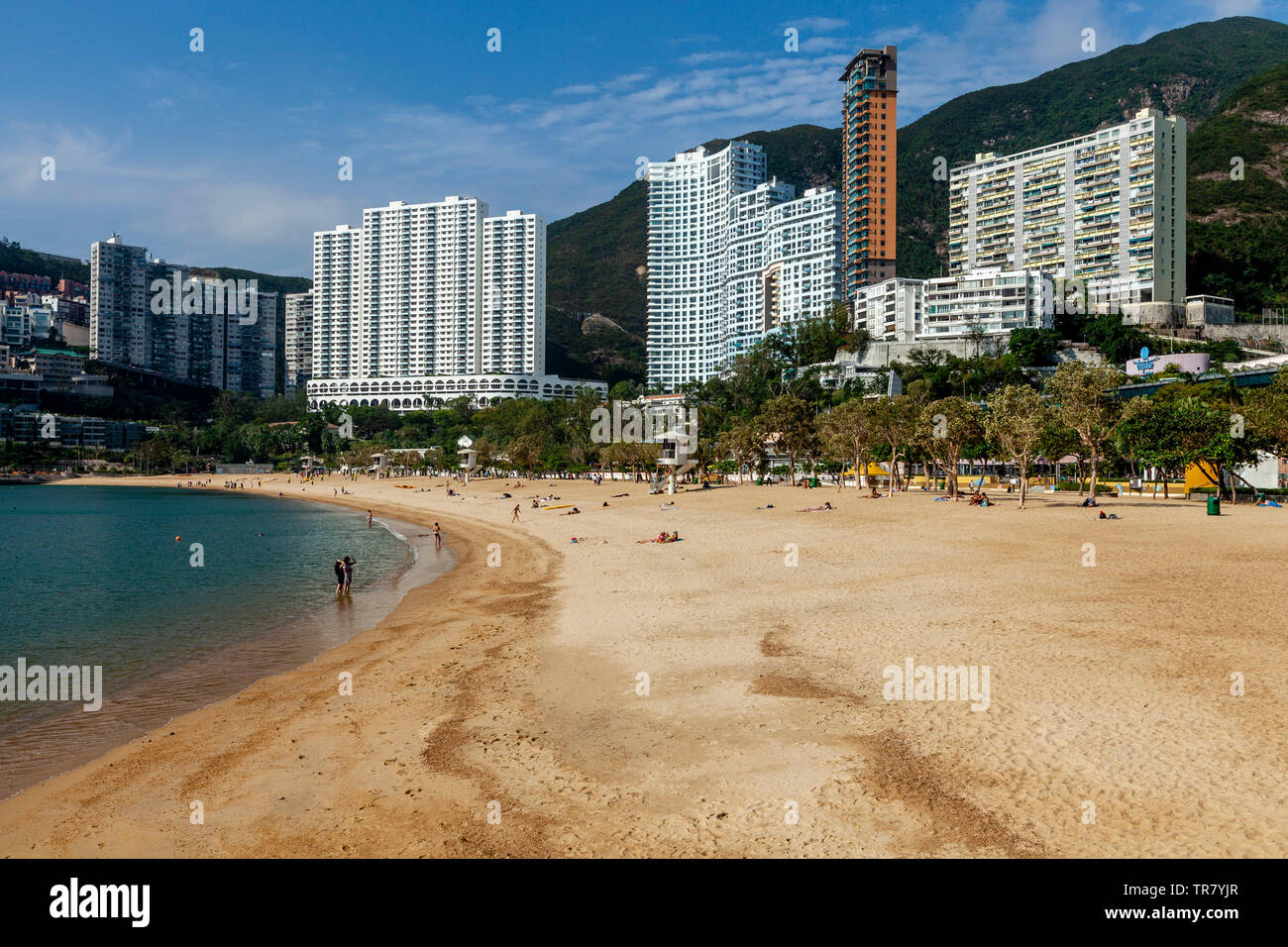 La spiaggia di sabbia a Repulse Bay, Hong Kong, Cina Foto Stock