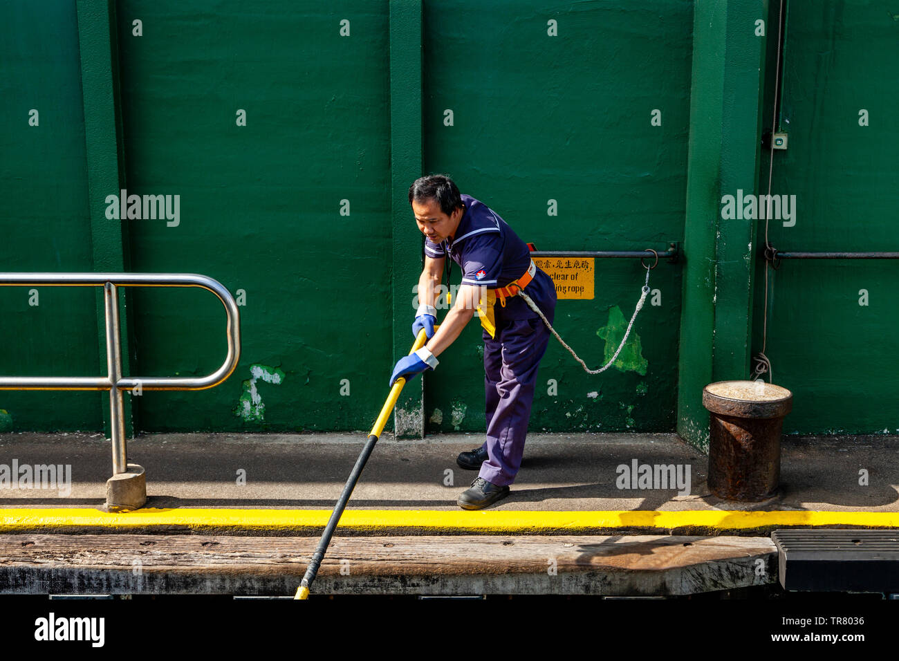 Un traghetto Star lavoratore, Central Pier, Hong Kong, Cina Foto Stock