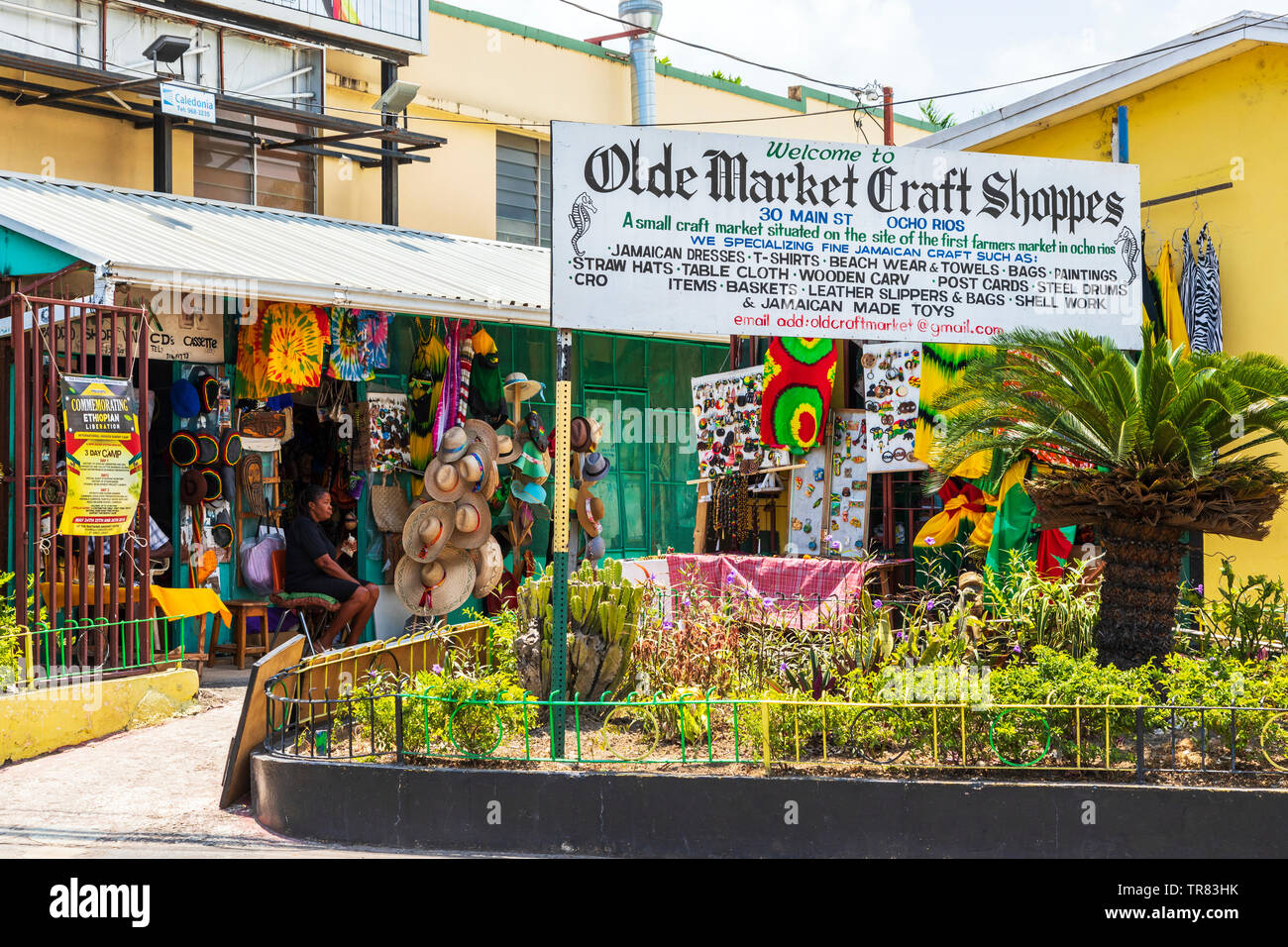 Artigianato tradizionale mercato di Ocho Rios, Giamaica Foto Stock