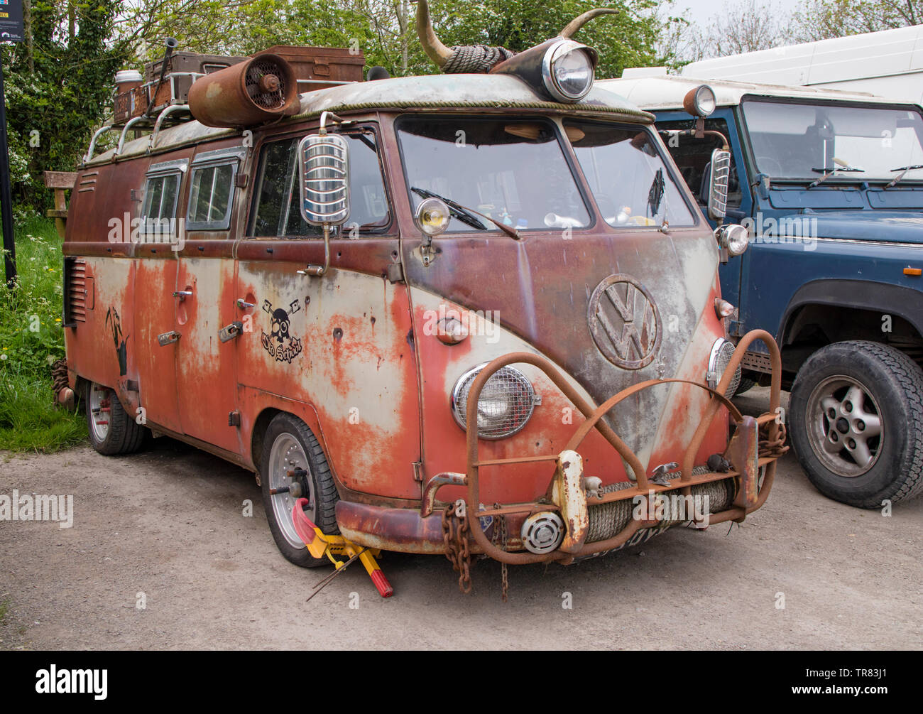 Rusty VW Split Screen camper. Foto Stock