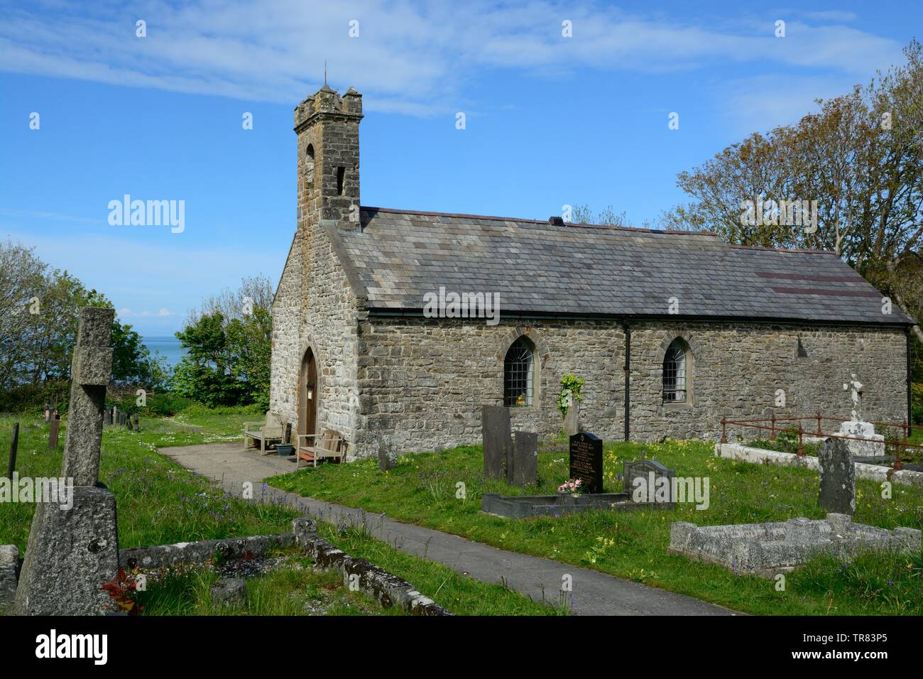 St Inas Chiesa llanina la chiesa di St Ina una delle poche chiese del Galles New Quay Ceredigion nel Galles Cymru REGNO UNITO Foto Stock
