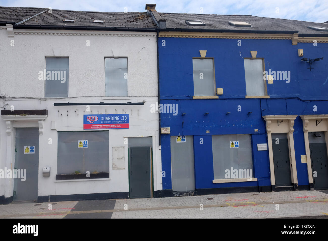 Maggio 2019 - Guildford Mezzaluna in Cardiff, una storica rimanente parte della città ora dovuta alla riconversione. Foto Stock