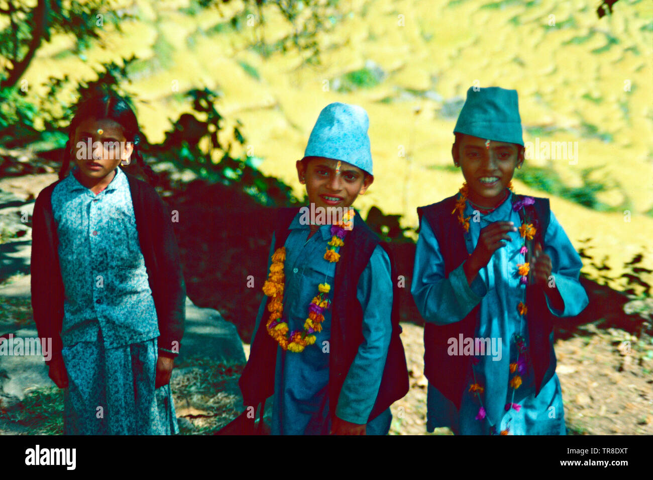Compagnia dei bambini nepalesi,Nepal orientale Foto Stock