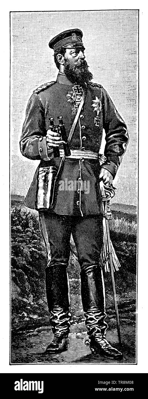 Il principe ereditario Friedrich Wilhelm nella campagna del 1870. Basato sul dipinto da Anton von Werner, , Anton von Werner (schoolbook, 1919) Foto Stock