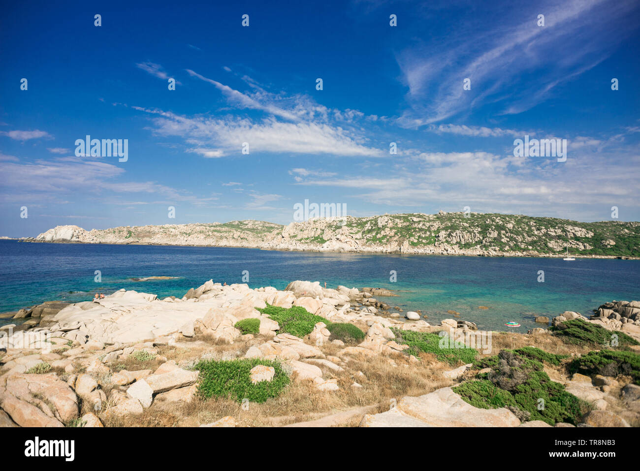 Zia Culumba Beach. Capo Testa, l'isola di Sardegna, Italia. La Sardegna è la seconda più grande isola nel mare Mediterraneo. Foto Stock