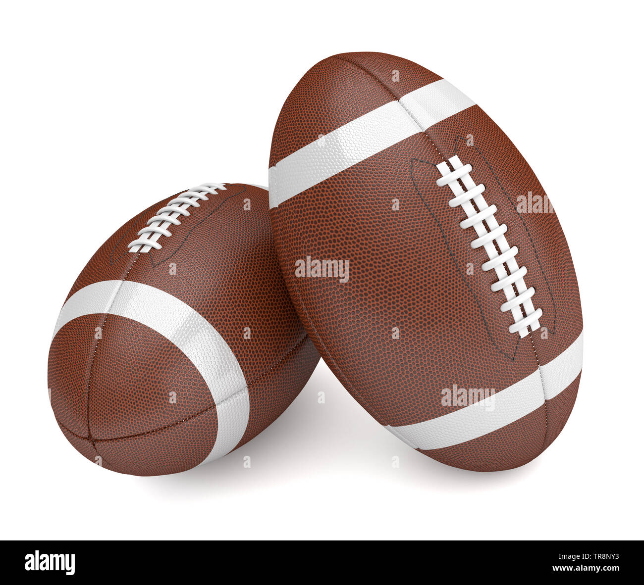 3D render di american palloni da calcio isolate su sfondo bianco Foto Stock