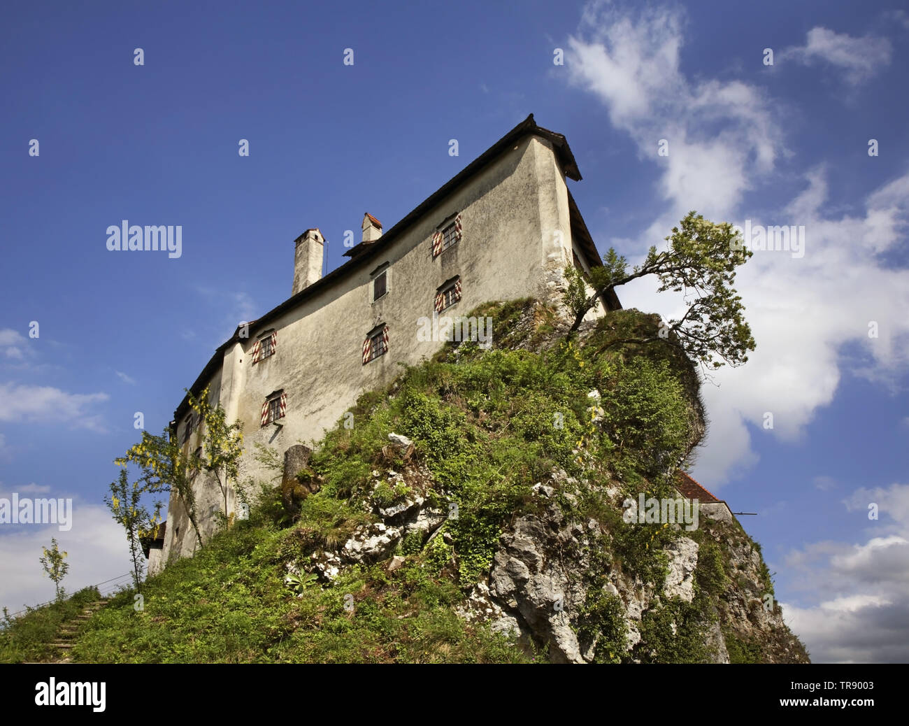 Il castello di Bled (Blejski grad) a Bled. La Slovenia Foto Stock