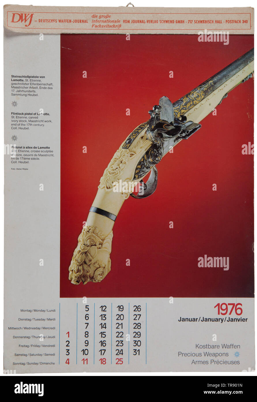 Una pistola flintlock con scorte di avorio, parzialmente Etienne, seconda metà del XVIII secolo Round barile con controfiletto e rafforzato la museruola, at, Additional-Rights-Clearance-Info-Not-Available Foto Stock