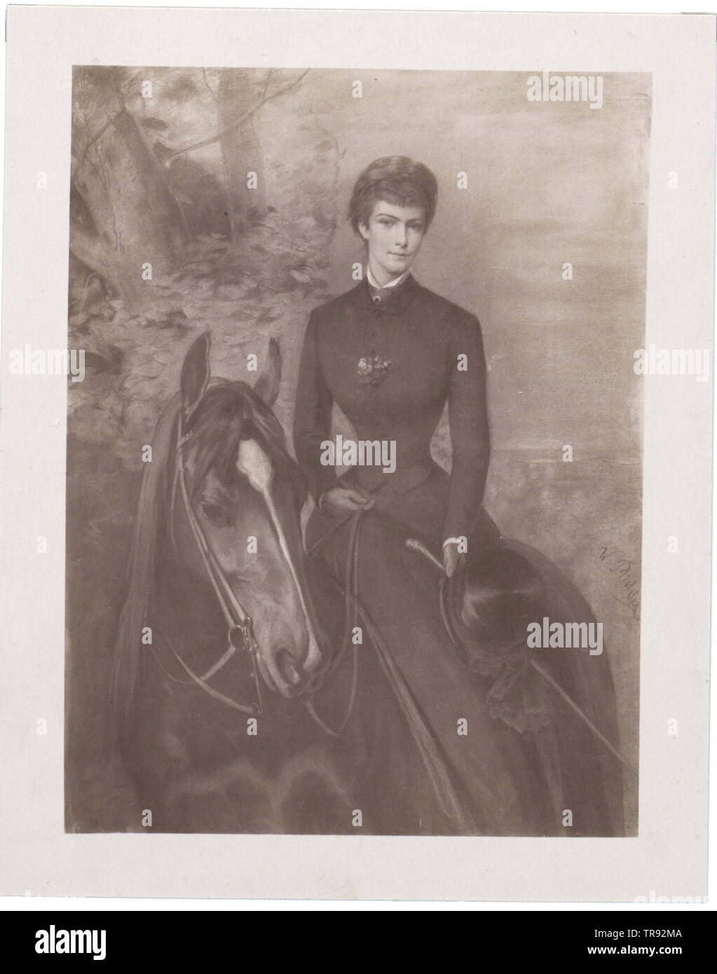 Elisabeth, Imperatrice d'Austria, Elisabeth a cavallo su trascina la caccia. fotografia basata sulla pittura di Wilhelm Richter, artista del diritto d'autore non deve essere cancellata Foto Stock