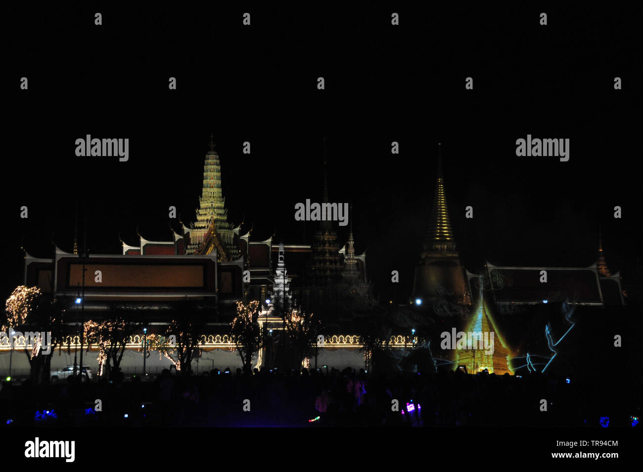 BANGKOK, Tailandia - 22 Maggio 2019 : Multimedia Fontana Acqua luce e suono (la gloriosa grazia di Sua Maestà) mostrano per il re della incoronazione cerimon Foto Stock