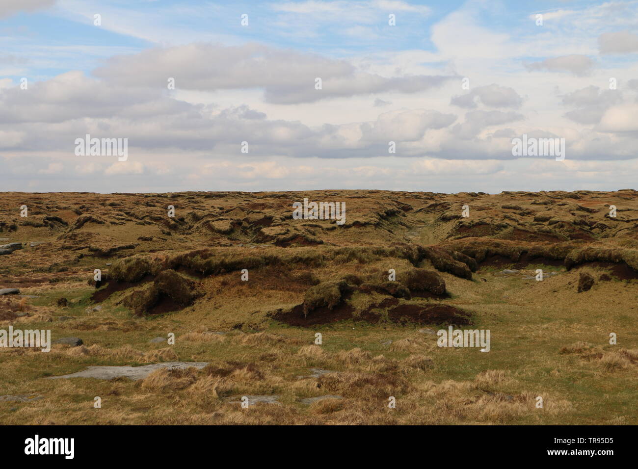 Sulla parte superiore della Kinder Scout altopiano, Derbyshire, Regno Unito. Foto Stock