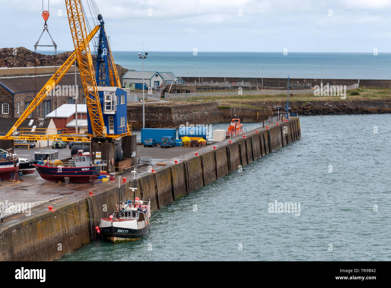 Porto dei traghetti di Fishguard, Pembrokeshire, Galles, Regno Unito Foto Stock