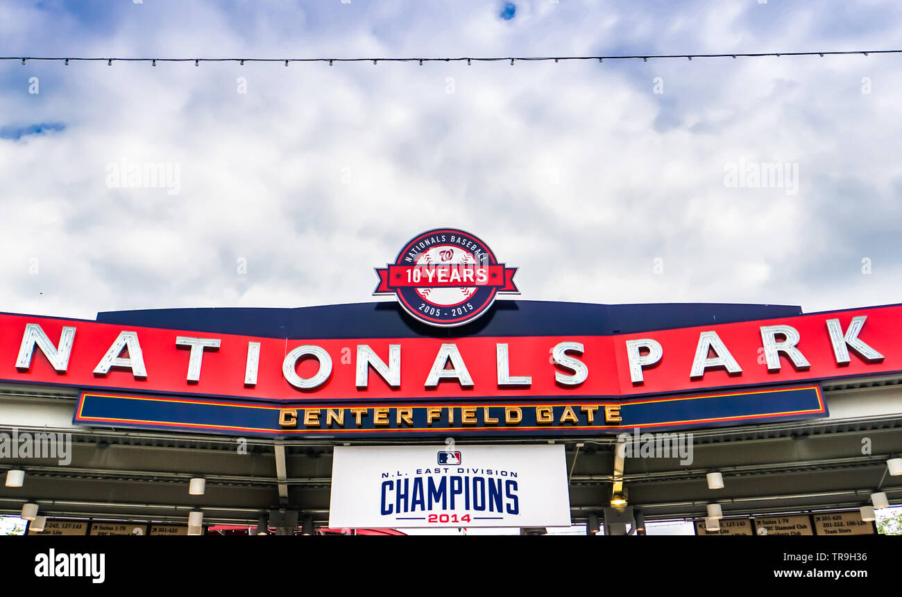 2014 N.L. Divisione est Champions banner a cittadini Parco di Washington, DC, Stati Uniti d'America. Foto Stock