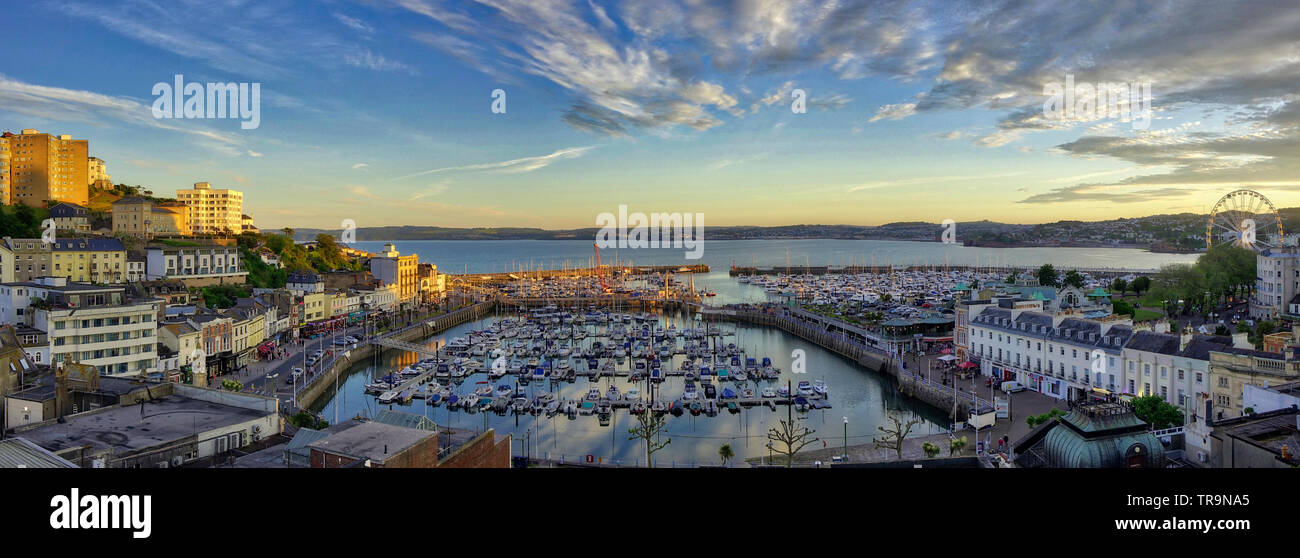 GB - DEVON: vista panoramica del porto di Torquay e Torbay in background (HDR-immagine) Foto Stock