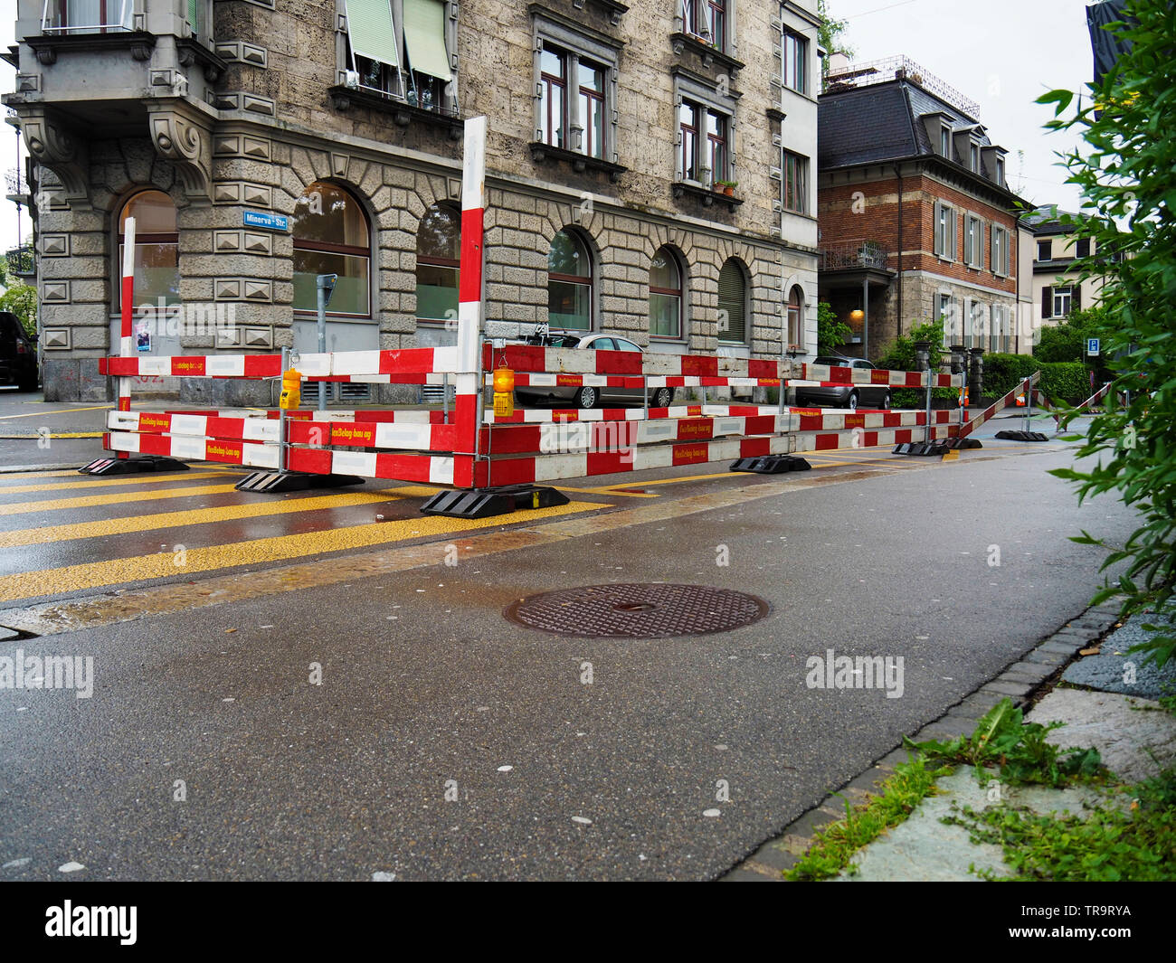 Baustelle auf der Minervastrasse a Zurigo, Schweiz Foto Stock