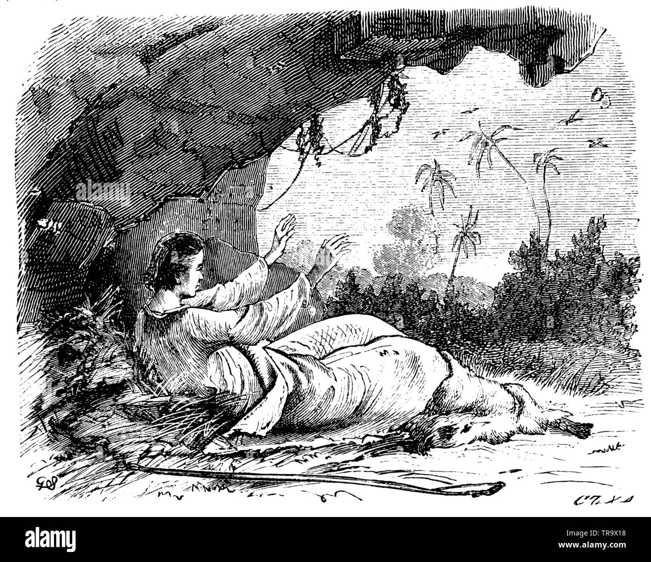 Robinson Crusoe in febbre pazzia, , (romanzo, 1897) Foto Stock