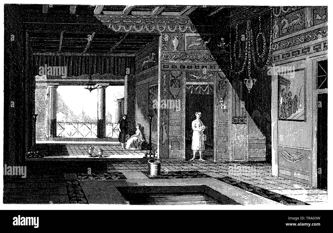 Roma: ripristinato viste dall'interno di una casa Pompeiano, , (storia culturale libro, 1875) Foto Stock