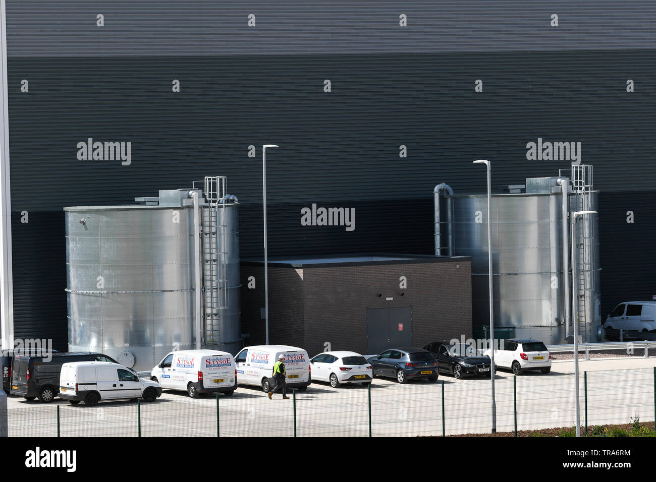 Edifici industriali presso l'East Midlands gateway Foto Stock