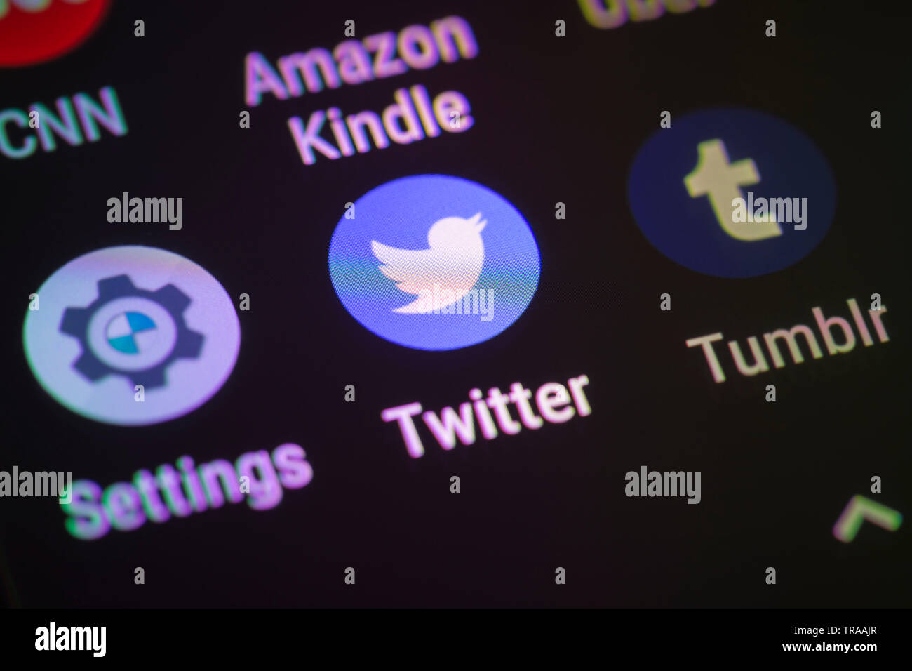 Logo Twitter icona sullo schermo di cellulare Foto Stock