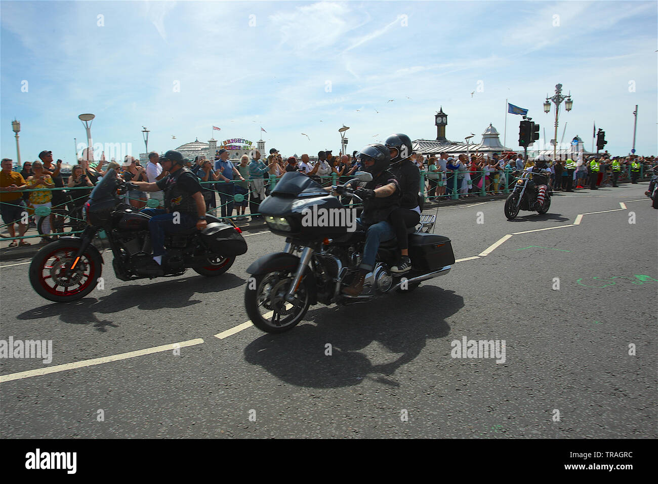 Hells Angels in Brighton - celebrando il loro cinquantesimo anniversario nel Regno Unito Foto Stock