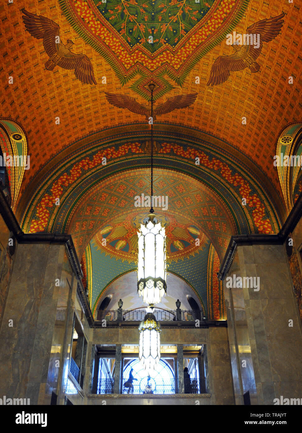 Interno del caratteristico edificio di Fisher nella nuova area centro di Detroit, Michigan. L'Art Deco e ufficio retail edificio fu completato nel 1928. Foto Stock