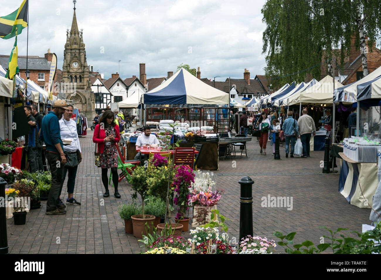 Il mercato del venerdì, Stratford-upon-Avon, Regno Unito Foto Stock