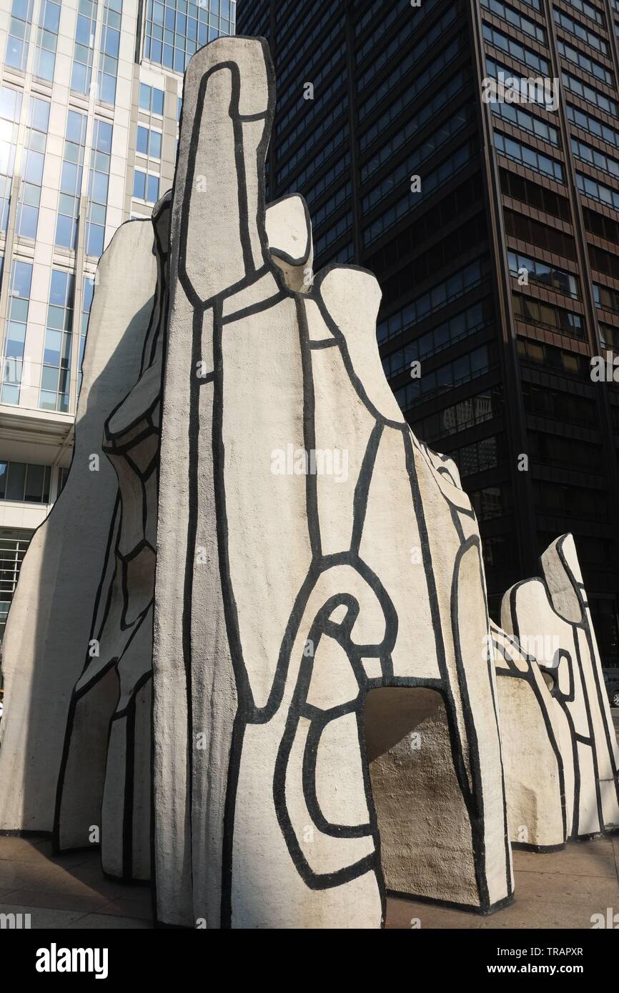 Monumento di bestia permanente è una scultura da Jean Dubuffet nella parte anteriore del Helmut Jahn progettato James R. Thompson Center nel Loop area comunitaria Foto Stock