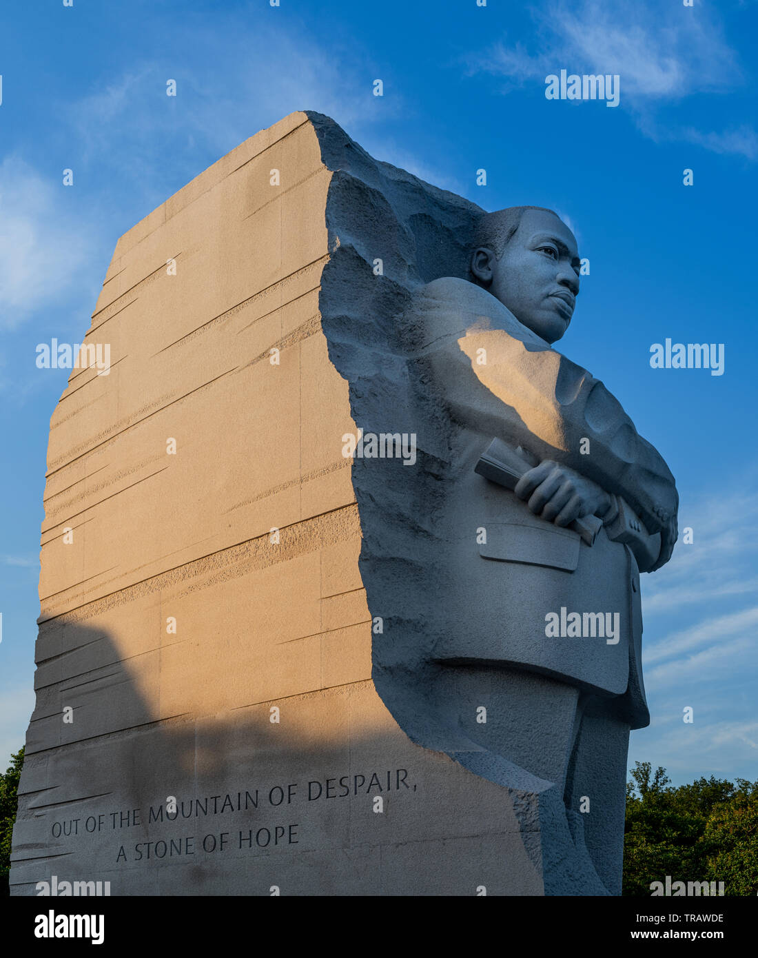 Il dottor Martin Luther King Jr. Memorial a Washington DC al tramonto Foto Stock