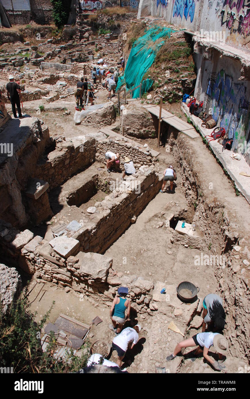Atene, Grecia / Luglio 2018: lo scavo archeologico presso l'Antica Agorà di Atene per la scuola americana di studi classici Foto Stock