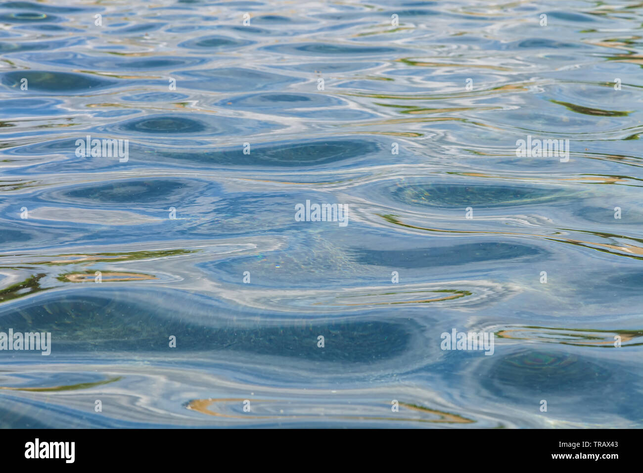 Riflettono la luce del sole sulle increspature dell'acqua. Foto Stock