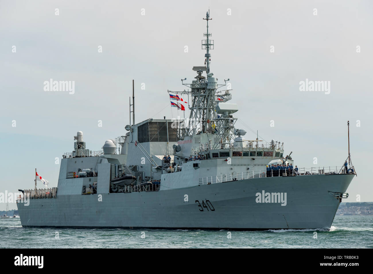 Il Royal Canadian Navy fregata HMCS St John's arrivati a Portsmouth, Regno Unito su 1/6/19 per rappresentare la nazione canadese al giorno d 75 commemorazione. Foto Stock