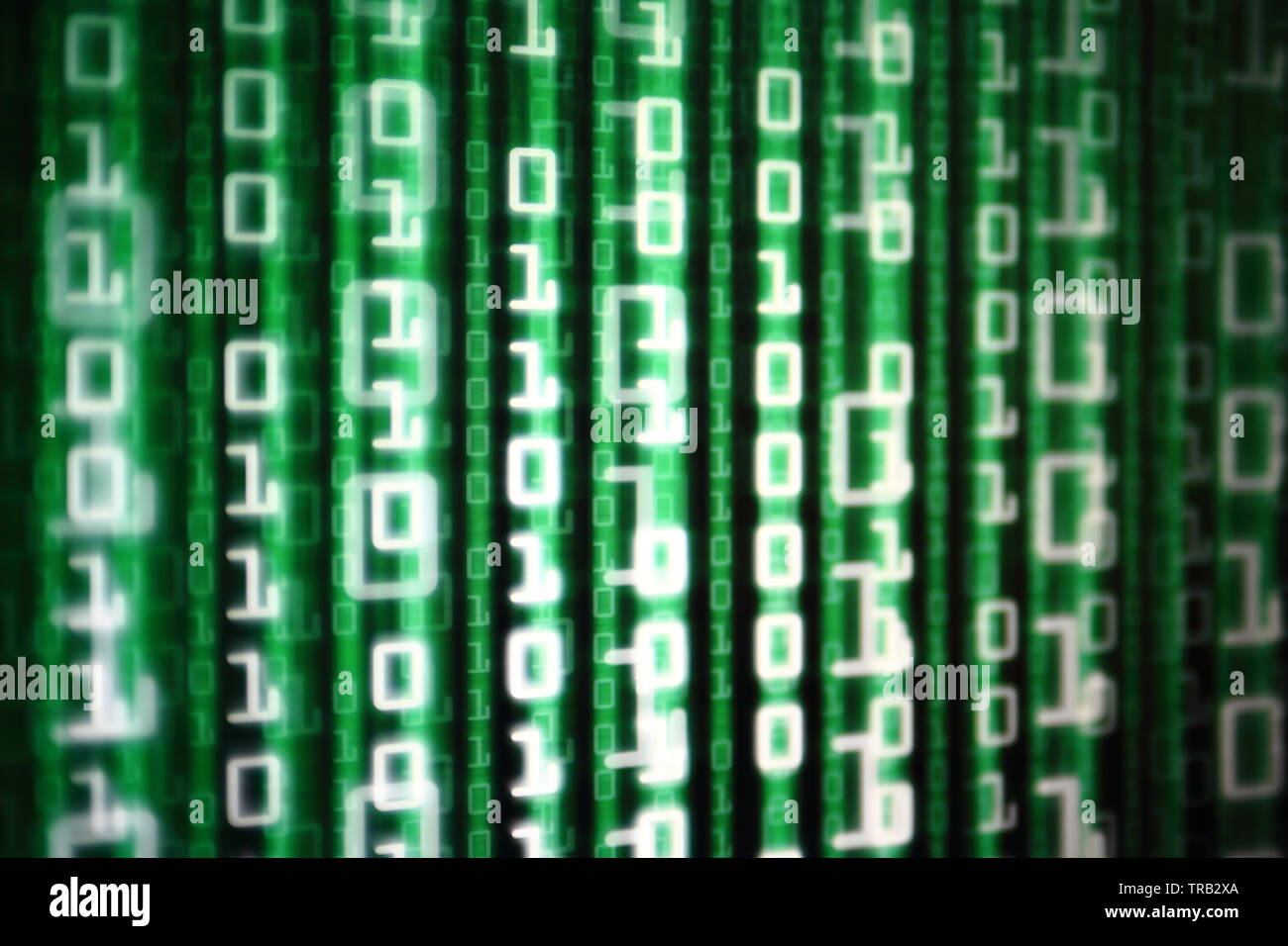 La matrice di dati di codice binario che fluisce verso il basso movimento. Colore verde il tema del computer. in scienze dell'informazione. Luogo di grande intelligenza artificiale di dati età. intelligenza artificiale Foto Stock