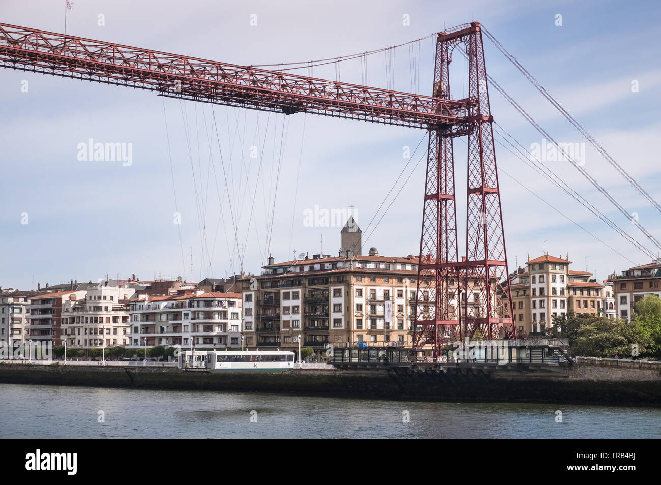 Puente Colgante (Ponte di Vizcaya), un elencati UNESCO World Heritage Site transporter bridge, Portugalete, Bilbao, Paesi Baschi Foto Stock