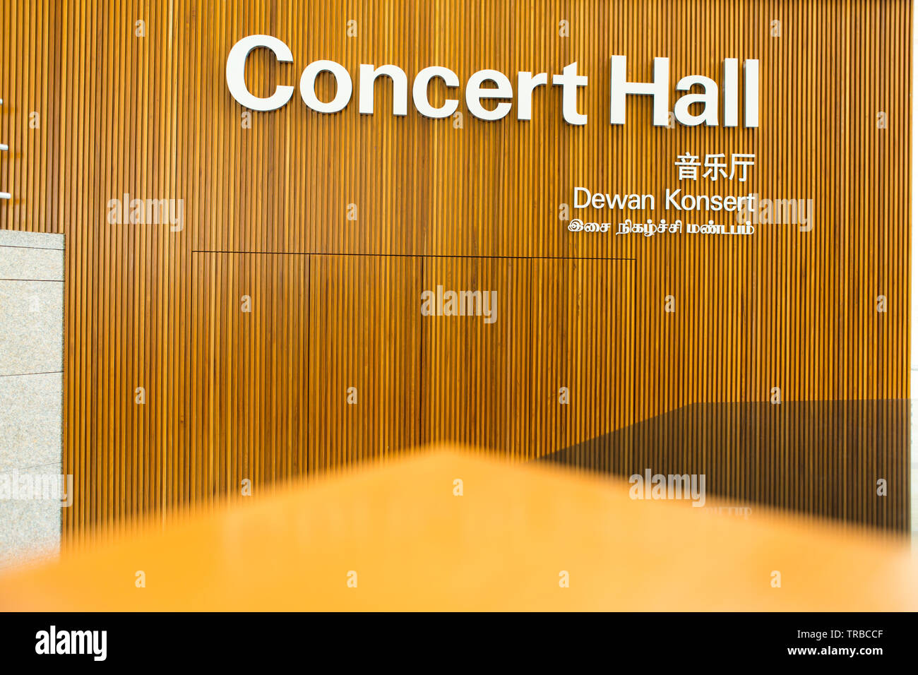 Concert Hall in 4 lingue diverse al Esplanade Theatre interno, Singapore Foto Stock