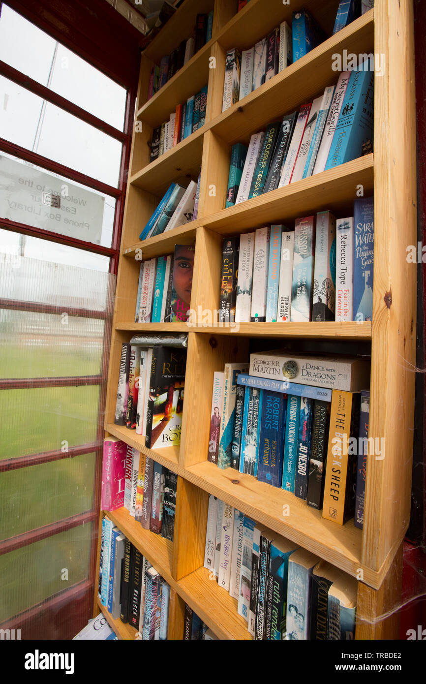 Un telefono rosso scatola in Dorset rurale che è stato usato come una biblioteca. Oriente Stour Nord Inghilterra Dorset Regno Unito GB Foto Stock