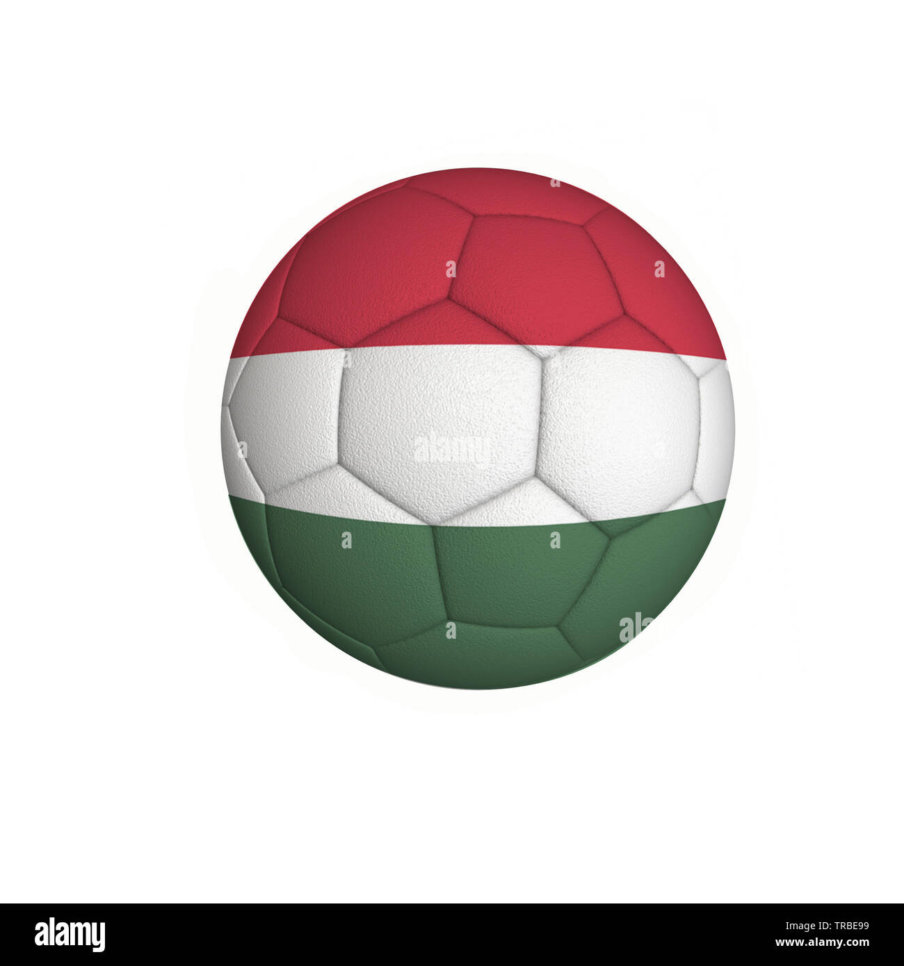 Pallone da calcio con un flag di Ungheria isolata su uno sfondo bianco Foto Stock