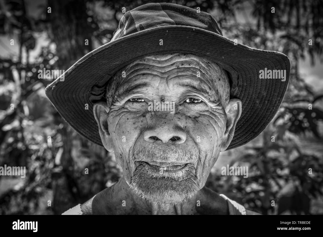 Ritratto di un contadino indonesiano, Java, Indonesia Foto Stock