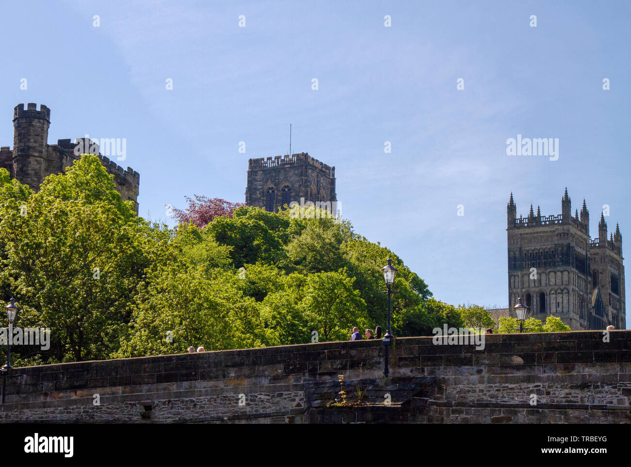 La Cattedrale di Durham in primavera Foto Stock