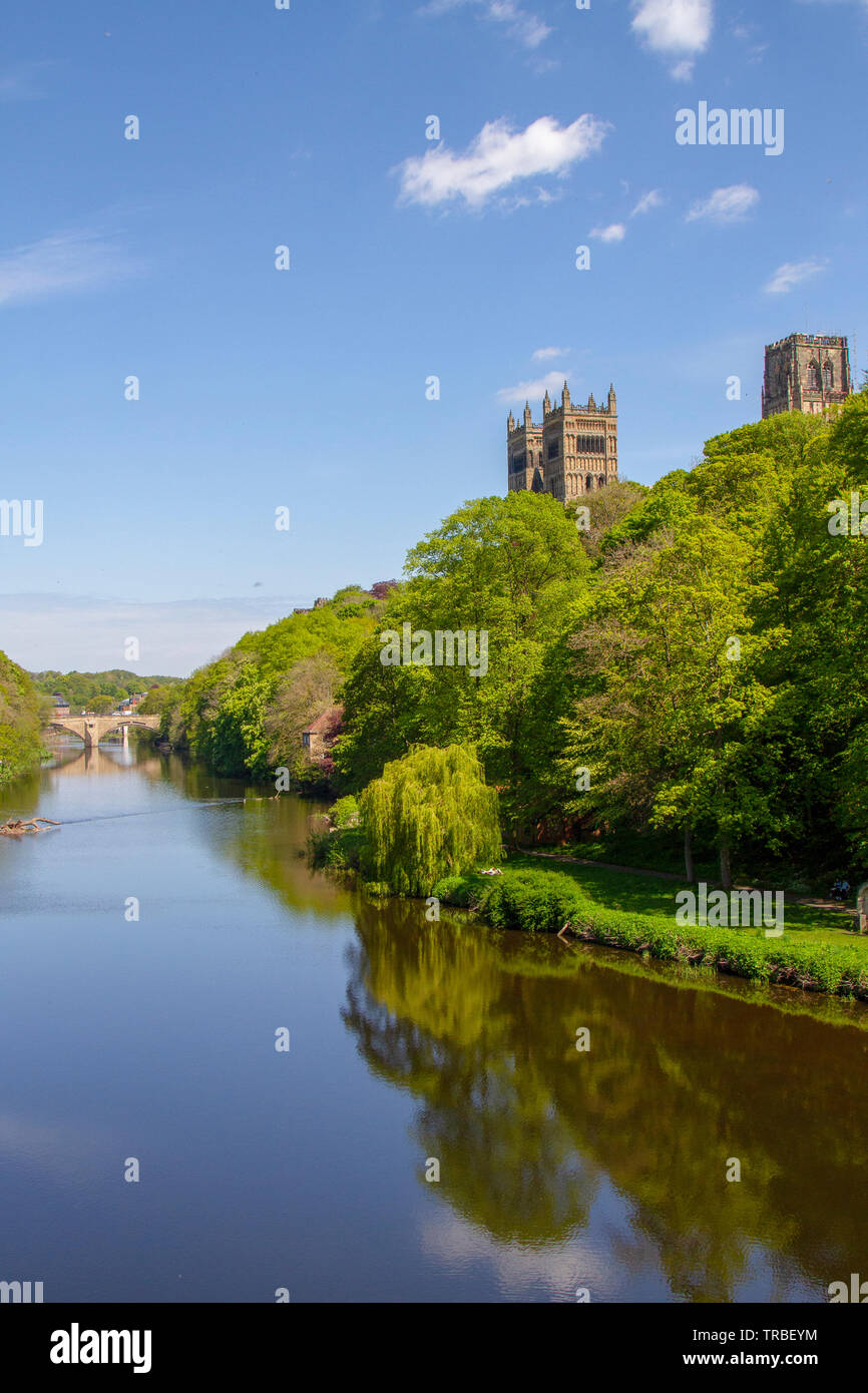 La Cattedrale di Durham in primavera Foto Stock