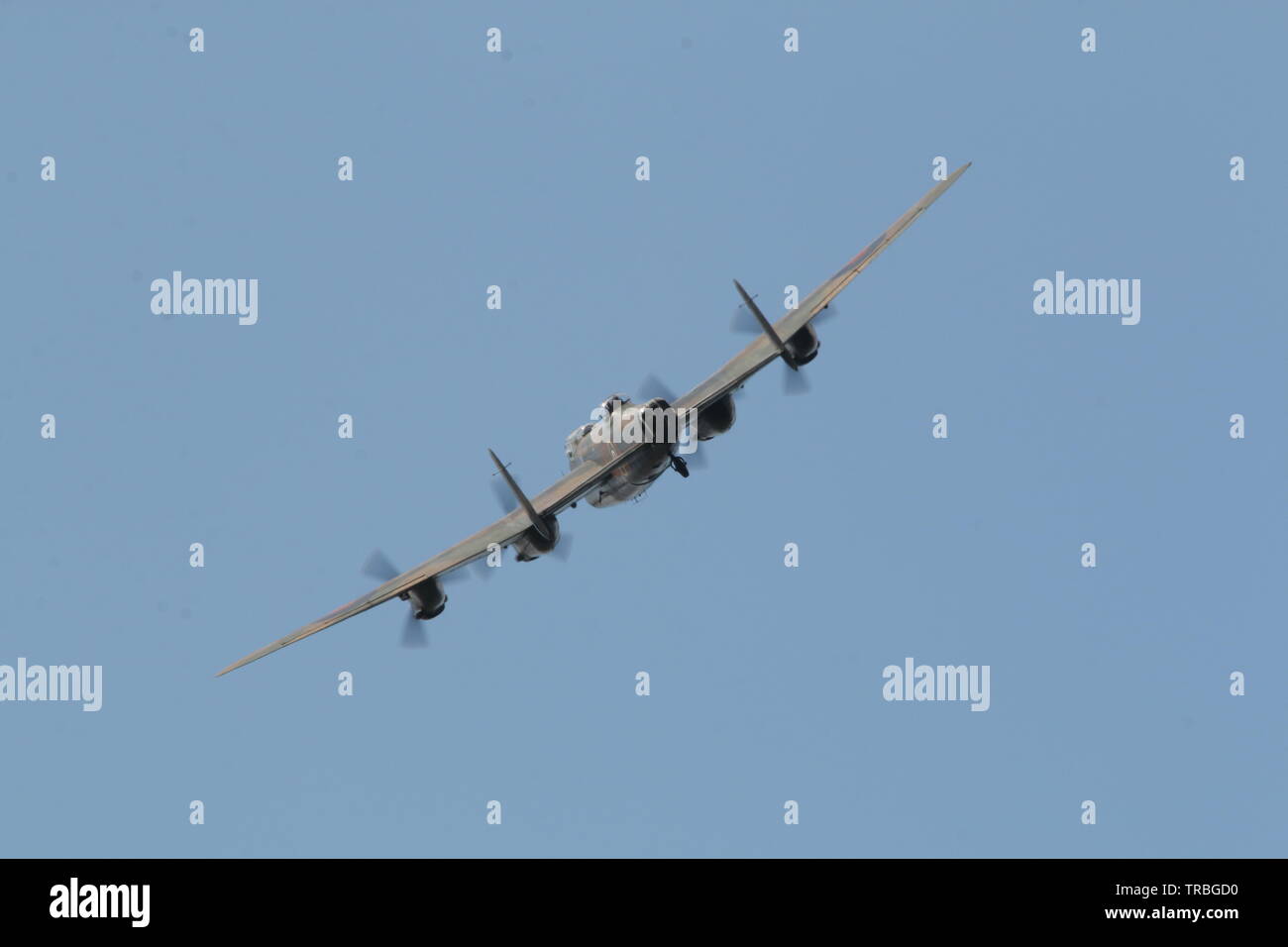 Volare bombardiere Lancaster Foto Stock